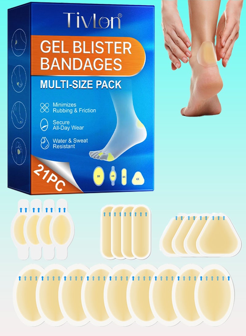 TIVLON لصقات بثور جل مقاومة للماء لاصقة للبثور لاصقات بثور لوسادات البثور للكعب والقدم والأصابع جل بثور هيدروكوليد جل لصقات بثور - Image 1